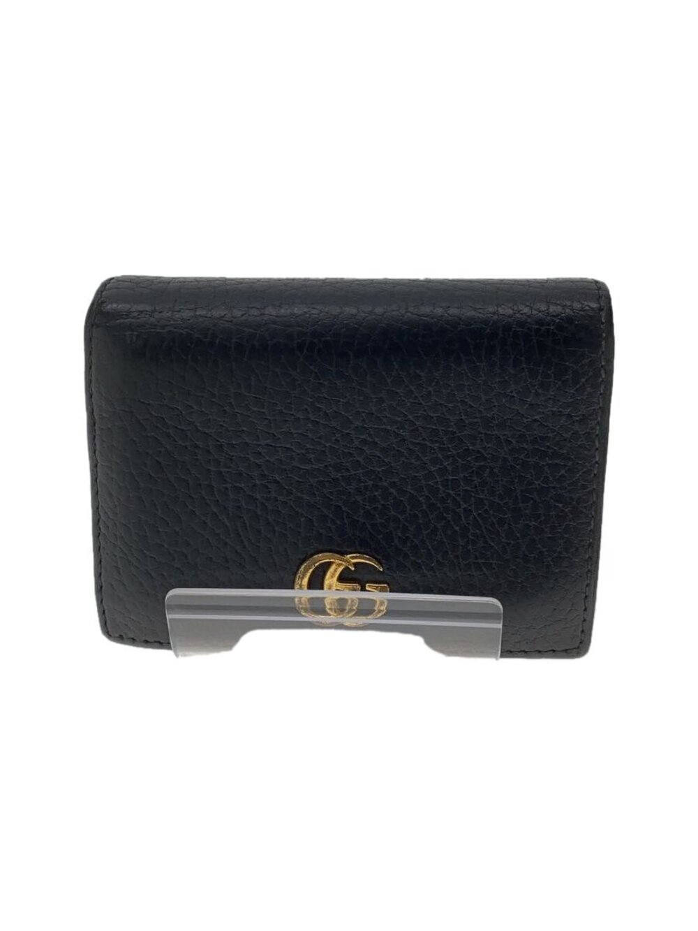 Gucci Card Case Wallet GG Marmont Leather Black